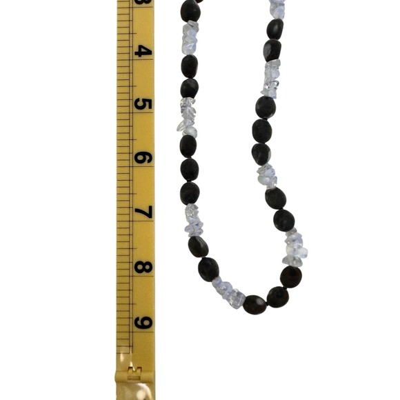 Handmade Black Velvet Opalite Beaded Necklace Boho Festival Y2K Art to Wear - Picture 5 of 6